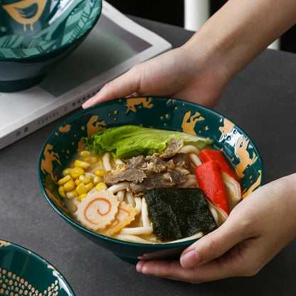 Ramen Bowl Household Soup Bowl Salad Bowl Ceramic Tableware Instant Noodle Bowl Ceramic Tableware